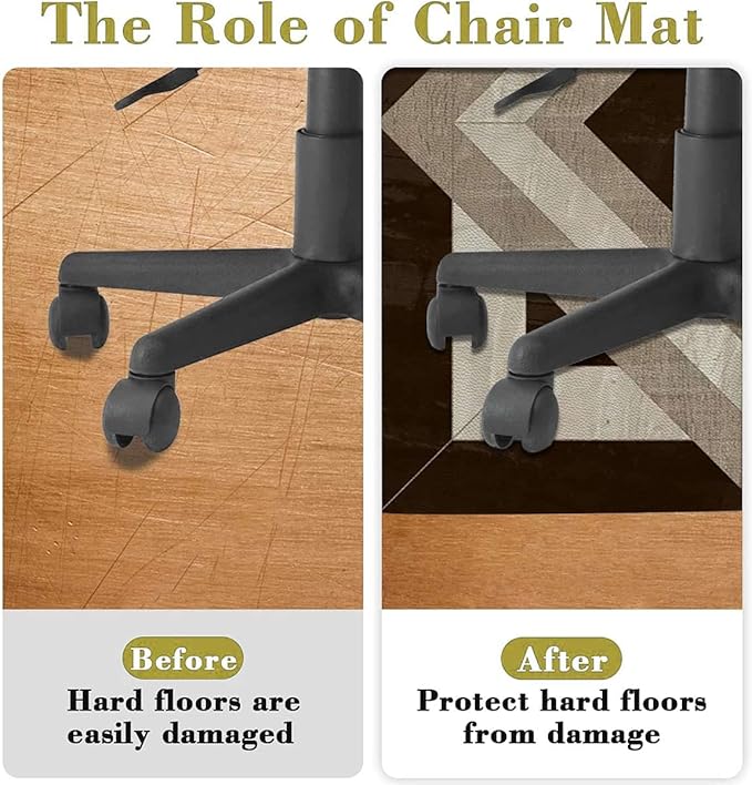 Beige Black PU Leather Chair Mat Hard Floor Protecting Marble Nostalgic Stone Mosaic Noise Cancelling with Anti Slip Rubber Multi-Purpose Floor Mat for Bedroom Victorian Style Diameter 55 in