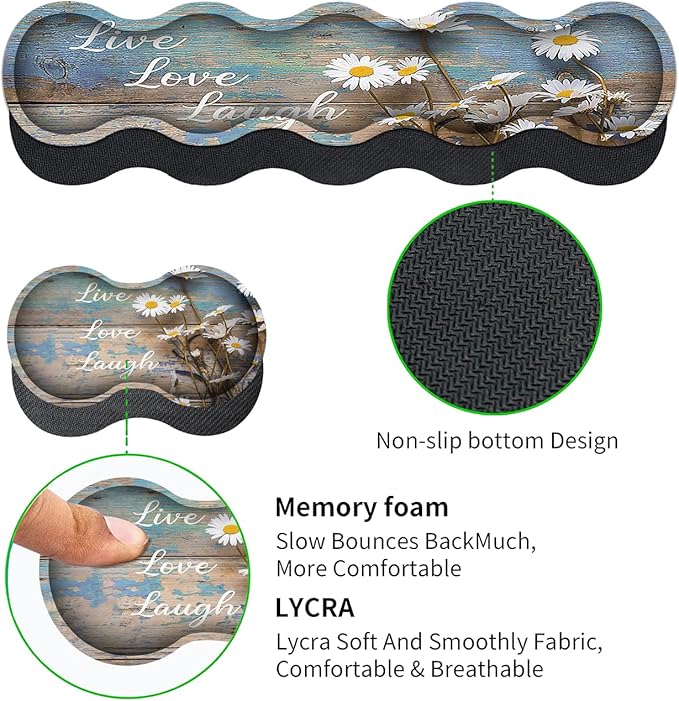 Mouse Pad Set Large Gaming Mouse Pad + Keyboard Wrist Rest Support + Mouse Wrist Rest Non-Slip Rubber Base 31.5 x 11.8 in Extended Desk Mat for Office Desktop Decoration White Daisy Flowers