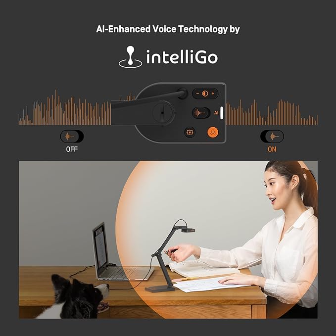 IPEVO V4K PRO 120 4K USB Document Camera 120-degree FOV Lens Sony CMOS Sensor Swift Autofocus AI Noise Reduction Webcam USB Plug and Play Video Conferencing Streaming Work from Home