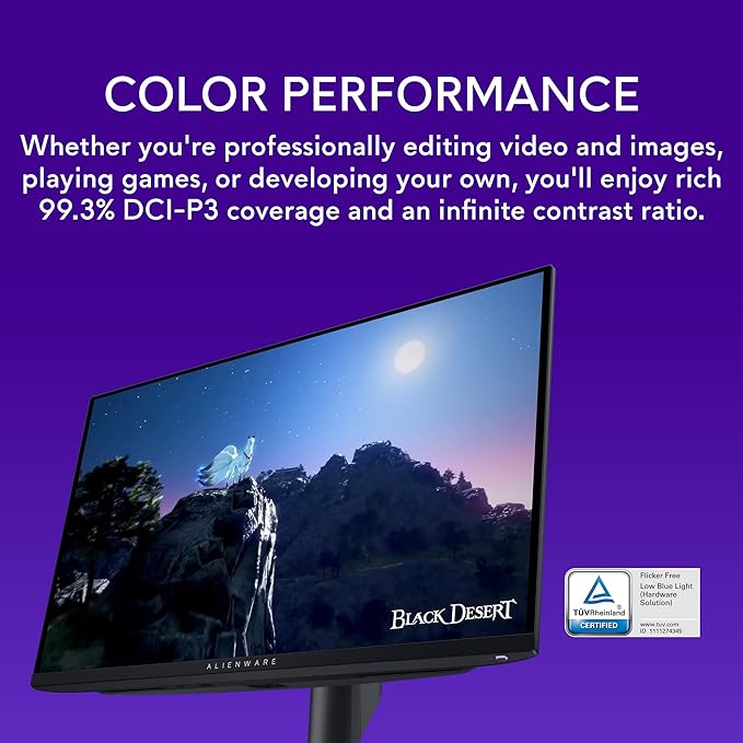 Alienware AW2725DF OLED Gaming Monitor - 26.7-inch Quantom-Dot WQHD (2560x1440) 360Hz 0.03Ms Display AMD FreeSync Premium Pro HDMI/DP/USB 3.2 Gen1 Height/Tilt/Swivel/Pivot Adjustability - Black