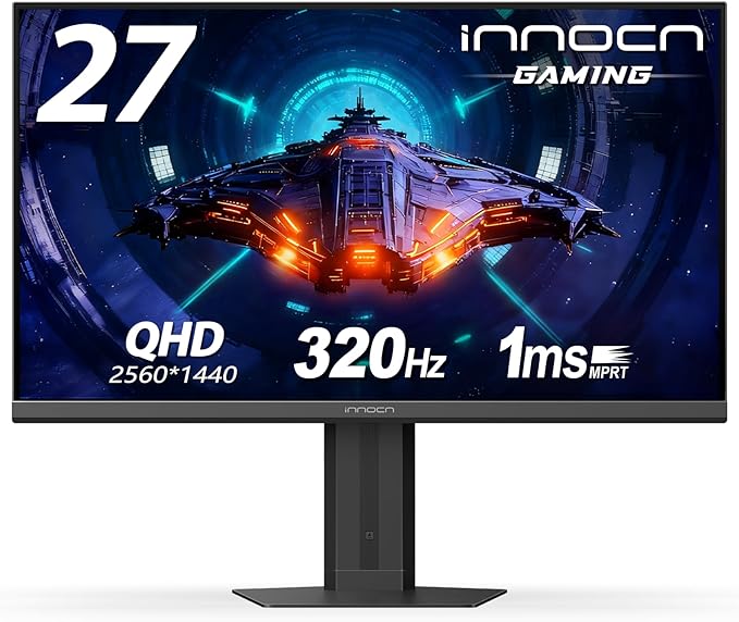 INNOCN 27 Gaming Monitor 2K QHD 2560 x 1440P 240Hz 320Hz 1ms IPS PC Computer Display HDMI 2.1 DP 1.4 HDR 400 Eyes Care Height/Pivot Adjustable VESA Mountable 27G2T
