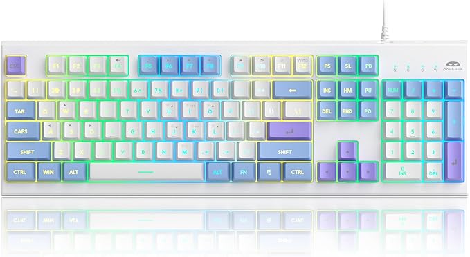 MageGee Creamy KeyboardsK2 Classic Keyboard Wired RGB Backlit 104 Keys Waterproof Ergonomic KeyboardPC Keyboards for PC/loptop/MAC - Lris Violet