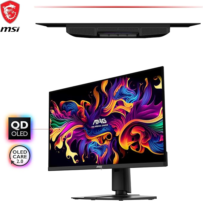 msi MAG 271QPX QD-OLED 27 OLED Gaming Monitor 2560 x 1440 (QHD) 0.03ms Response time 360Hz True Black HDR 400 HDMI DP Port USB Type C Tilt Height Black
