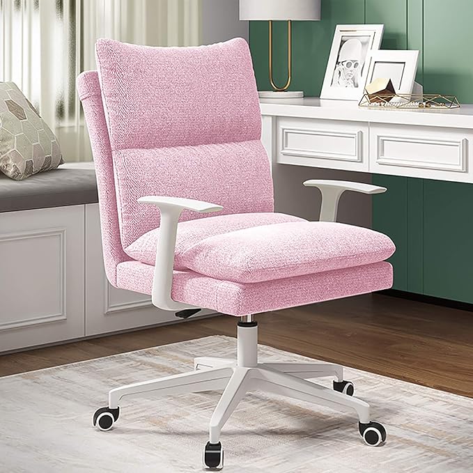 Office Chair Gaming Chair Computer Chair Ergonomic Computer Chair with Soft Removable Seat and Comfortable BackrestUpholstered Gaming Chair with Height Adjustable ArmrestFabric H
