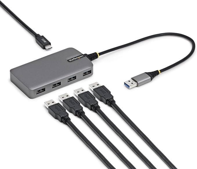 StarTech.com 4-Port USB-A Hub 5Gbps Data Transfer Bus-Powered USB 5Gbps Splitter 4X Type-A Ports Extender for Laptops Compatible with MacBook Dell XPS Surface Pro Chromebook