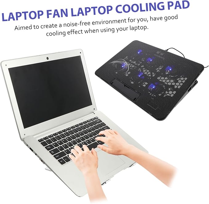 Tofficu Laptop Cooling Pad Adjustable Fans Ultra-Quiet Laptop Air Cooler Efficient Heat Dissipation and USB Port for Easy Connectivity