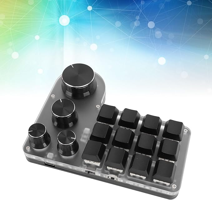 Zopsc USB Macro Mechanical Gaming Keyboard 12 Keys 4 Knobs BT Wired USB Dual Mode Connection Custom Macro Programming Keyboard Hot Swappable Red Switch