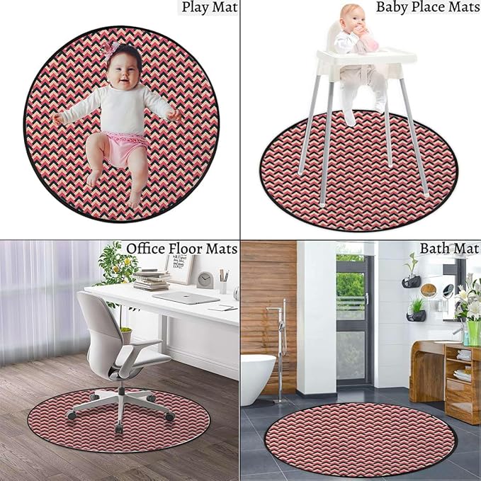Multicolor Soft Round Area Rug for BedroomCircle Rug Shaggy Floor Mat for PlayroomTeen Room Decor for Girls Boys Pattern in Retro Colors Simple Design Diameter 39.4 in