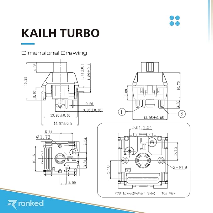 Ranked Kailh Turbo Key Switches for Mechanical Gaming Keyboards | PCB Mounted - 5 pins | Pre Lubed (Speed Silver 90 Pcs)