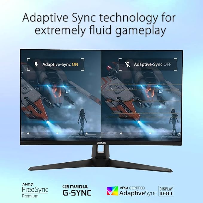 ASUS TUF 27 IPS Gaming Monitor QHD (2560x1440) 180Hz LED Display 1ms Adaptive-Sync 130% sRGB HDR10 ELMB Sync Anti-Glare Variable Overdrive HDMI DisplayPort Speakers Wall Mountable