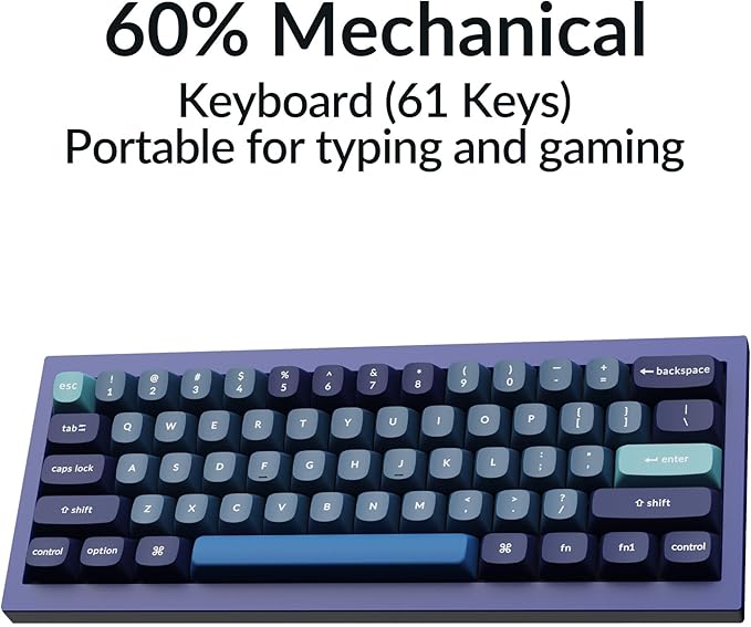 Keychron Q4 Wired Custom Mechanical Keyboard 60% Layout QMK/VIA Programmable Macro with Hot-swappable Gateron G Pro Red Switch Double Gasket Compatible with Mac Windows Linux (Navy Blue)