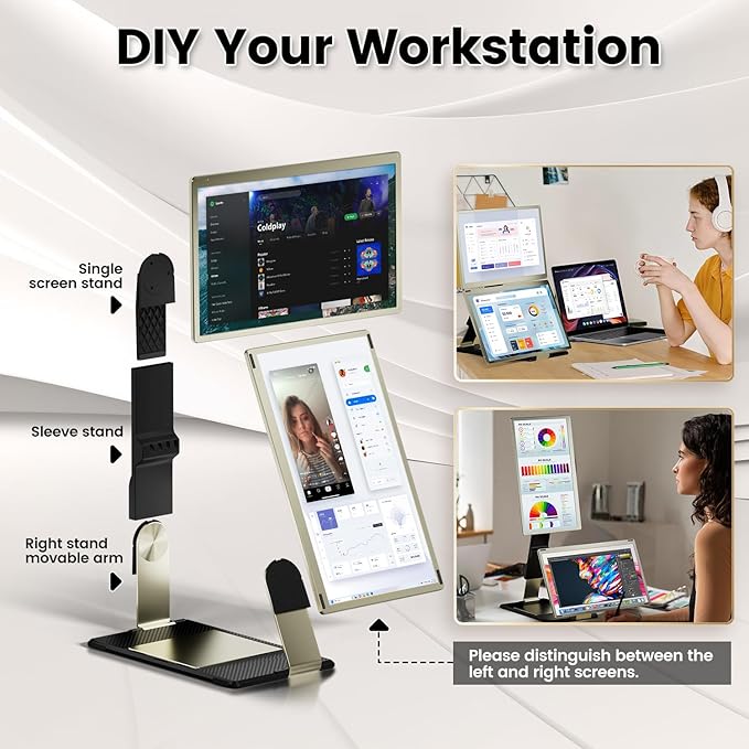 KEFEYA Laptop Screen Extender 15.6 Portable Monitor for Laptop with 120% sRGB FHD IPS &amp USB to HDMI Hub &amp 235° Rotation Triple Monitor Extender Plug &amp Play Fits for All Laptops (Mac/Wi