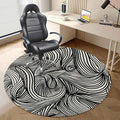 Black White PU Leather Computer Gaming Rolling Chair Mat Abstract Geometrical Modern Zebra Heavy Duty Floor Mats for Computer Desk Easy Glide for Chairs Zebra Print Diameter 55 in