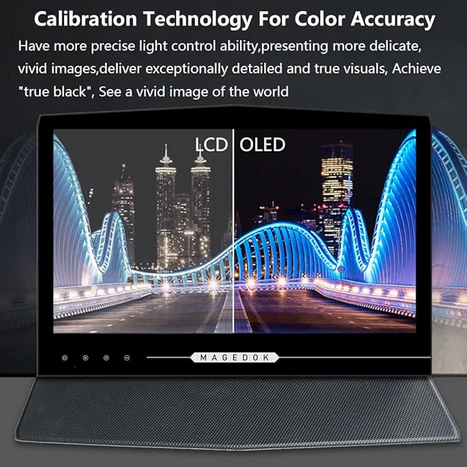 OLED Portable Touchscreen Monitor 13.3 2K 1MS Portable Gaming Monitor 100% DCI-P3 Ultra-Thin Computer External Display External Second Screen USB C/HDMI with Smart Cover