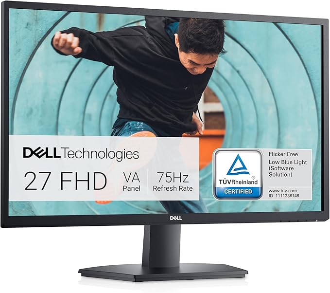 Dell SE2722H Monitor - 27-inch Full HD (1920 x 1080) 60Hz 8ms Display HDMI/VGA Connectivity AMD FreeSync Technology Tilt Adjustability - Black