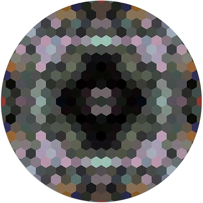 Brown Blue Office Chair Mat for Hardwood Floor Modern Hexagonal Mosaic in Gradient Tones Large Anti-Slip Floor Protector RugAnti-Slip Home Chair MatEasy to Clean Geometric Diameter 35.4 in
