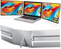 15'' Portable Laptop Screen Extender - Triple Monitor Setup Dual 1080P FHD Displays Aluminum Travel Monitor Multi Screen Attachment for 13.3-16.5'' Laptop with USB-C HDMI