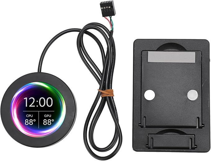 2.1inch AIO Computer Temp Monitor CPU Cooler LCD Display Screen Upgrade Kit PC Sensor Panel CPU Temp Monitor for Water Cooling Systems for aida64 (Black)