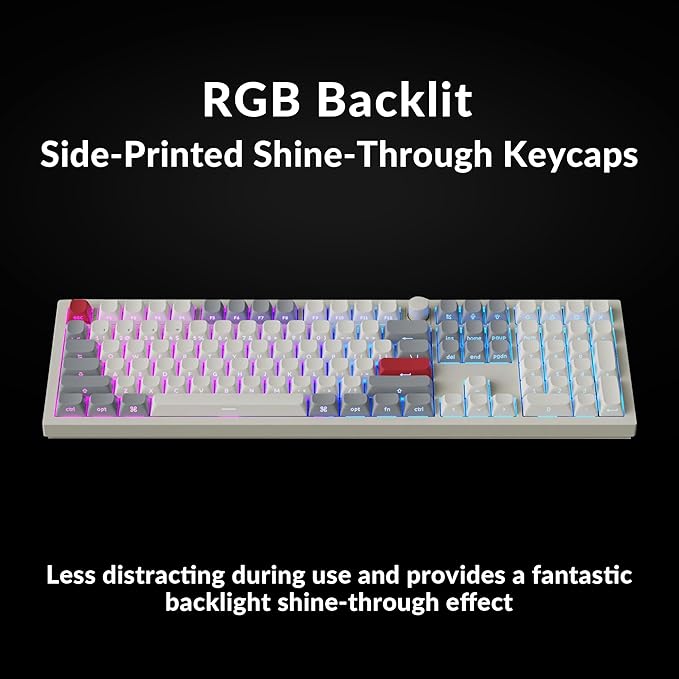Keychron Q6 Max QMK/Launcher Wireless Bluetooth/2.4 GHz/USB-C Wired Custom Mechanical Keyboard Full Size Programmable Knob RGB Backlit Hot-Swappable Gateron Red Switch for Mac Windows Linux - White