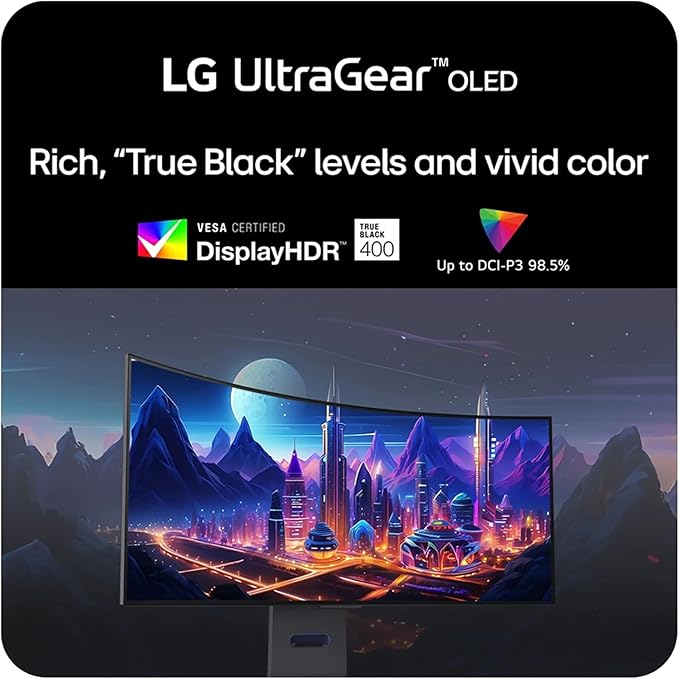 LG 39 Ultragear OLED Curved Gaming Monitor - WQHD 240Hz 0.03ms NVIDIA G-Sync Compatible 800R Curvature USB Type-C DisplayHDR True Black 400