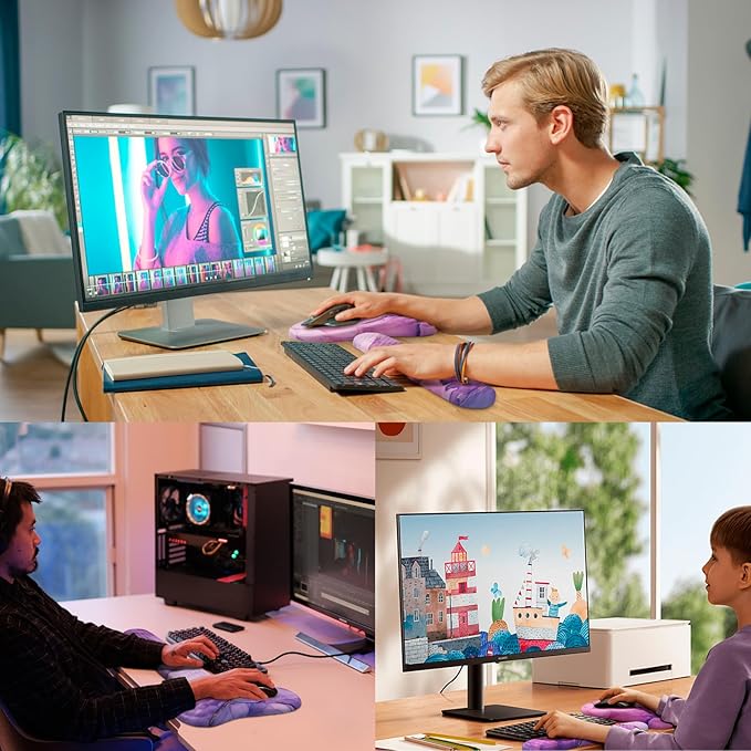 Mouse Pad Wrist Support Laokiiy 2 in1 Keyboard Wrist Rest+ Ergonomic Mouse Pad Non-Slip Wrist Rest for Computer Keyboard Made Easy Typing &amp Relieve Wrist Pain(Amethyst Purple Marble)