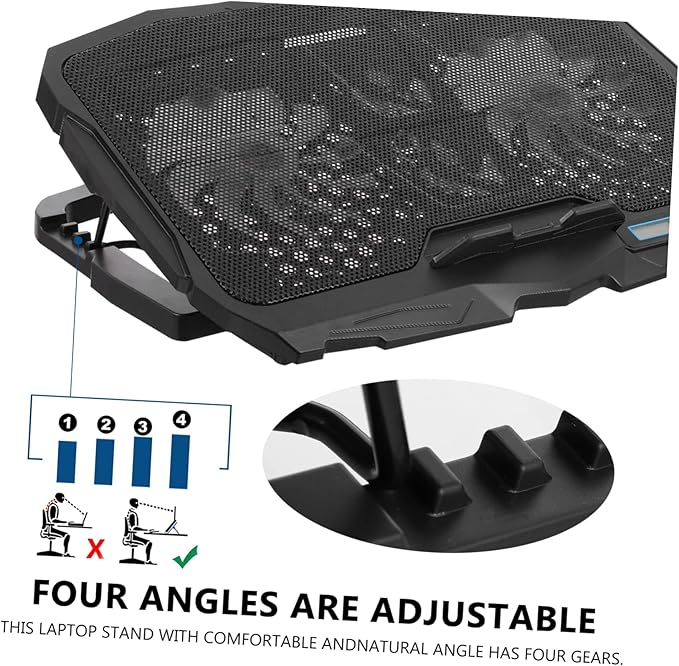 DOITOOL Adjustable Laptop Cooler High-Speed Silent Fan RGB Lighting Design Ventilated Support Stand for Gaming and Work Use Compatible Laptops