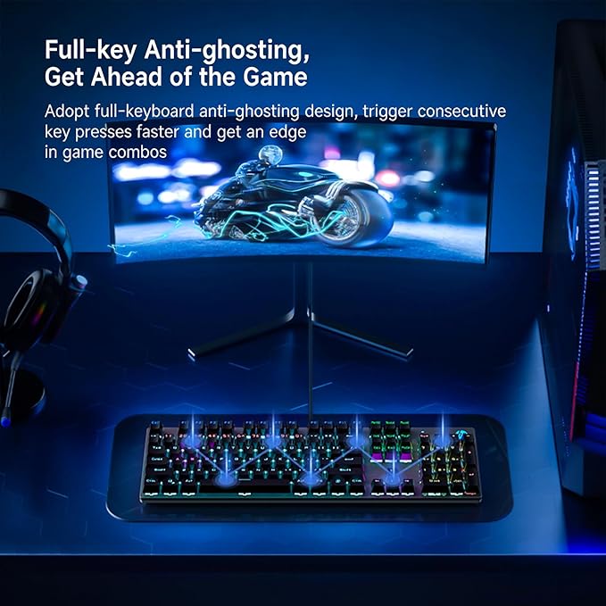 HP GK400F Mechanical Gaming Keyboard 104 Keys Wired Keyboard with Brown Switches Mixed Lighting Double-Shot ABS Keycaps for Desktop and Laptop (Gunmetal Black)