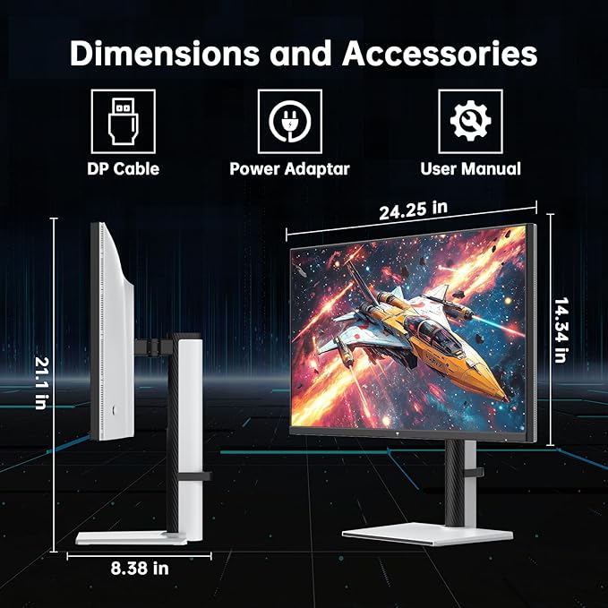KTC 27 Inch White Gaming Monitor 300Hz/320Hz QHD 1440P Fast IPS Computer Monitor with Adaptive FreeSync HDR400 Height/Pivot/Swivel/Tilt Adjustable DP&ampHDMI(Renewed)