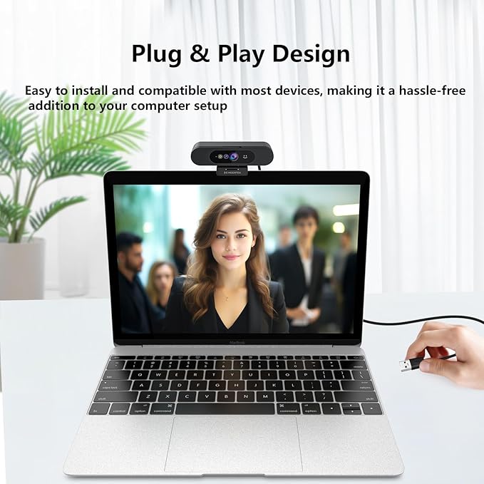 Window Hello Webcam 1080P 30fps Camera with Noise-reducing Mic Plug &amp Play 90° Wide Angle Built-in Privacy Cover 360° Rotation &amp 90° Tilt Perfect for Zoom Google Meet Microsoft Teams