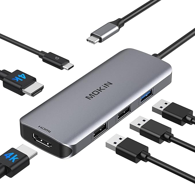 Docking Station USB C to Dual HDMI Adapter MOKiN USB C Hub Dual HDMI Monitors for WindowsUSB C Adapter with Dual HDMI3 USB PortPD Compatible for Dell XPS 13/15 Lenovo Yogaetc