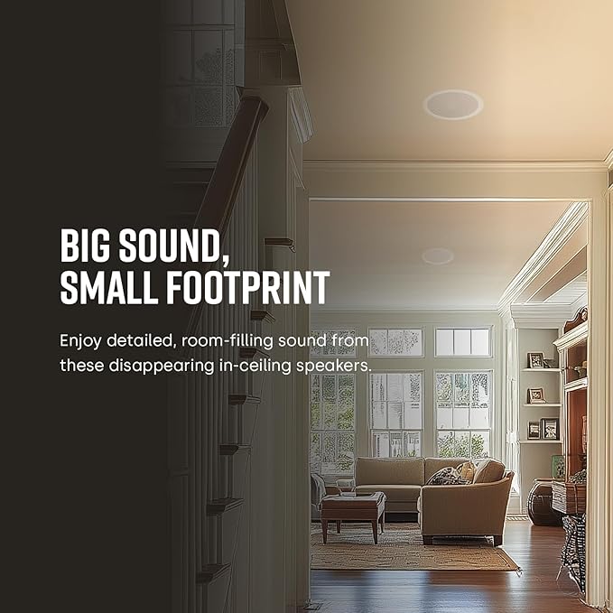 Polk Audio RC6s 6.5 in-Ceiling Speaker Stereo Speaker Dual Channel from a Single Location Great for Damp Humid Placement (White Paintable Grille)