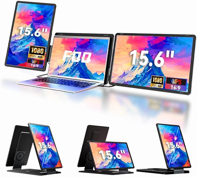 15.6 Detachable Laptop Screen Extender FHD 1080P IPS Dual/Triple Portable Monitor for Laptop USB-C/HDMI Plug &amp Play Multi/Extra Travel Display Computer Monitor for 12-18.5 Win/Mac/Android-S9H