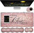 Gaming Mouse PadLarge Mouse Pad with Stitched EdgeNon-Slip Base Office Desk Pad Ergonomic Keyboard Wrist Rest SetWaterproof Writing PadPhilippians 4：13 Bible Pink Glitter Extended XXL Desk Ma