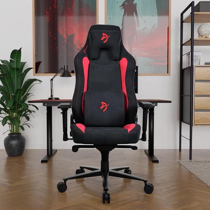 Arozzi Vernazza Gaming Chair - Super Soft Gaming Chairs for Adults Adjustable Height Large Spacious Seat &amp Backrest with Support Pillows - Swedish Design Home Office Computer Chairs Red