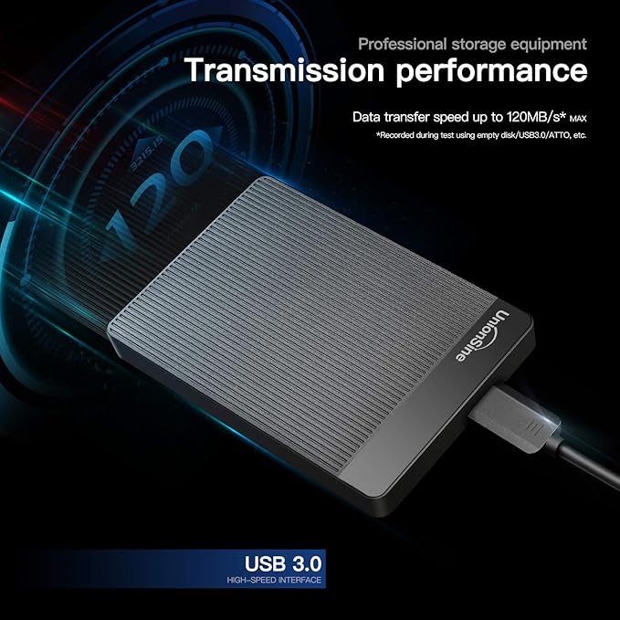 UnionSine 500GB Ultra Slim Portable External Hard Drive HDD-USB 3.0 for PC Mac Laptop PS4 Xbox one Xbox 360-(Black)