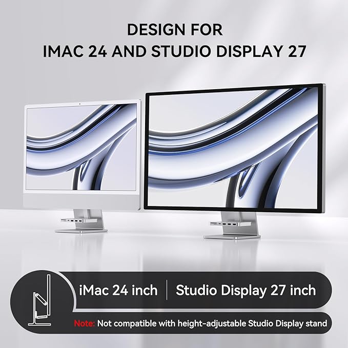 Minisopuru iMac Accessories for i Mac M1/M3/M4 USB C Hub for iMac2021/2023/2024 with USB A/C 10Gbps SD/TF iMac Adapter Compatible with iMac24 inch and Studio Display 27 Inches Silver.