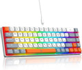 Snpurdiri 60% Percent Gaming Keyboard Ergonomic Compact RGB Backlit Small Gaming Keyboard for Windows PC Laptop (68 Keys White-Grey-Orange)