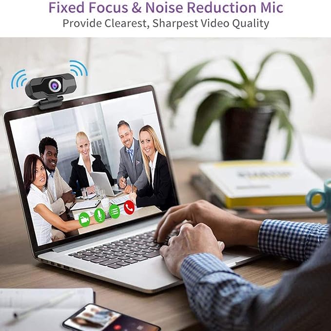 Webcam 1080P with Microphone USB Desktop Laptop Camera Mini Plug and Play Video Calling Computer Camera Built-in Mic Flexible Rotatable Clip
