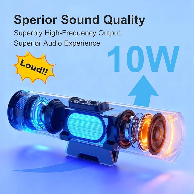 Computer Speakers for Desktop PC Monitor USB or Type C Plug-in Soundbar Clip-On Speaker Wired Laptop Gaming Speakers with Volume Wheel &amp One-Touch Mute Compatible with Mac Windows iPhone iPad