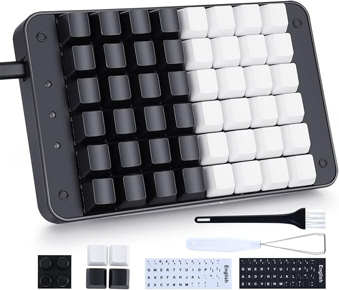 Koolertron One Handed Mechanical Gaming Keyboard 48 Keys Fully Programmable Mini USB Macro Keyboard with Red Switch for Gamers/Designers/Video Editor