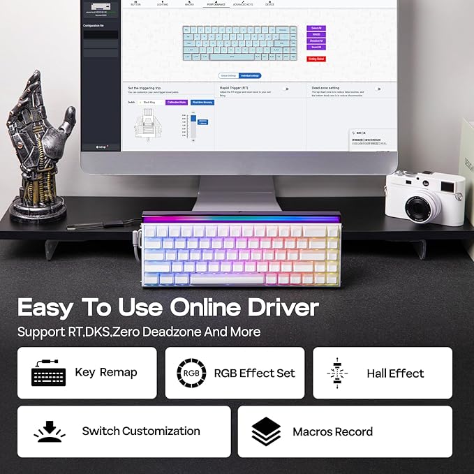 EPOMAKER Aula Hero 68 HE Wired Magnetic Gaming Keyboard 0.01mm Adjustable Actuation Rapid Hall Effect Switch 8kHz Polling 5-Layer Sound Dampening RGB Box &amp Backlight (White Lighthouse)