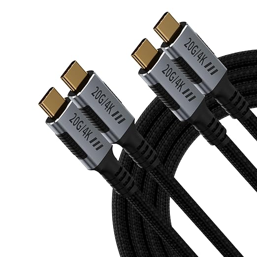 USB C 3.2 Cable 3.3FT 2Pack Compatible with Thunderbolt 3 CableUSB C Data Transfer 20GbpsType C to Type C 240W Fast ChargingUSBC 4K@120Hz Video Output for MonitorDisplaySSDDockingHub.