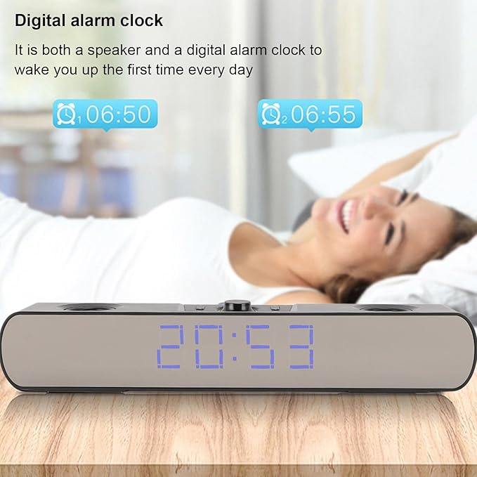 GOWENIC Computer Speaker Bluetooth Computer Speaker for Laptop Support USB AUX Sound with Alarm Clock FM Radiofor Computer Desktop PC Laptop (Black)