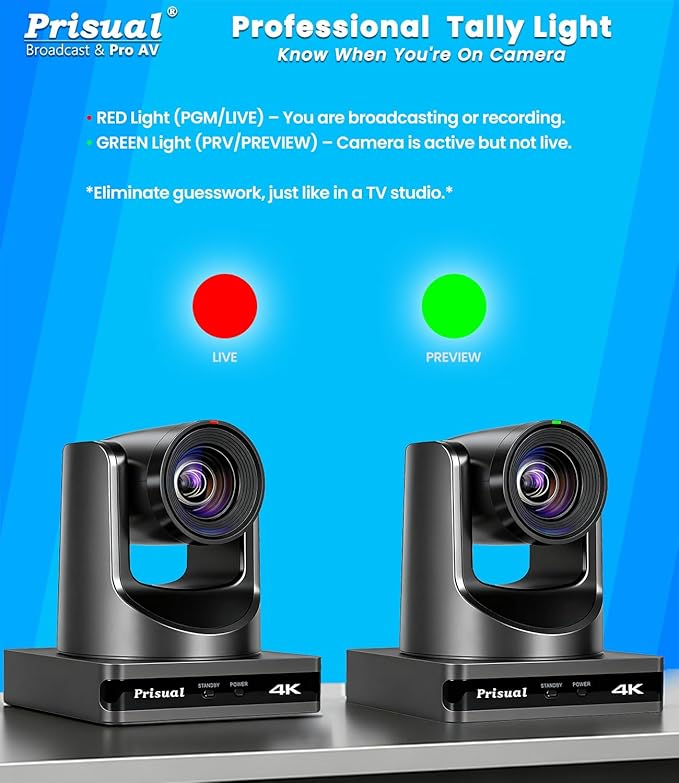 4K HDMI/IP/USB PTZ Camera 20X Advanced PTZ Auto Tracking Camera 1/1.8”4K UHD 30P with Built-in Tally Light for Church Conference Events PoE PT20X-4K (NDI upgradable)