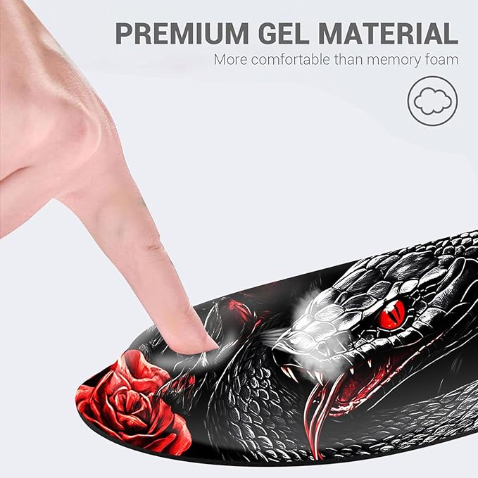 Desk Mat Mouse Pad with Wrist Rest 4-in-1 Large Mouse Pads for Desk Ergonomic Mouse Pad and Keyboard Wrist Rest Gaming Keyboard Mat for OfficeSnake and Roses
