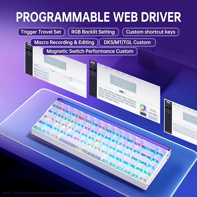 x AULA HERO 68 HE 60% Gaming Keyboard Wired Hall Effect Mechanical Keyboard Mini with Adjustable Actuation Rapid Trigger Mode 8K Hz Polling Rate0.125ms LatencySide Printed PBT KeycapsRGB Backlit