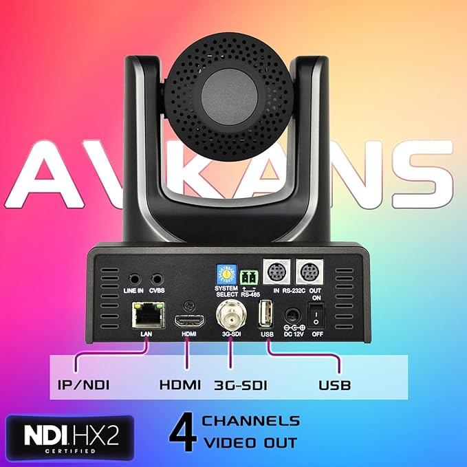 AVKANS NDI PTZ Camera AI-Base Auto Frame Tracking Camera 20X Zoom HDMI PTZ with SDI USB POE for Church House of Worship Live Streaming and Recording (NDI License Included)