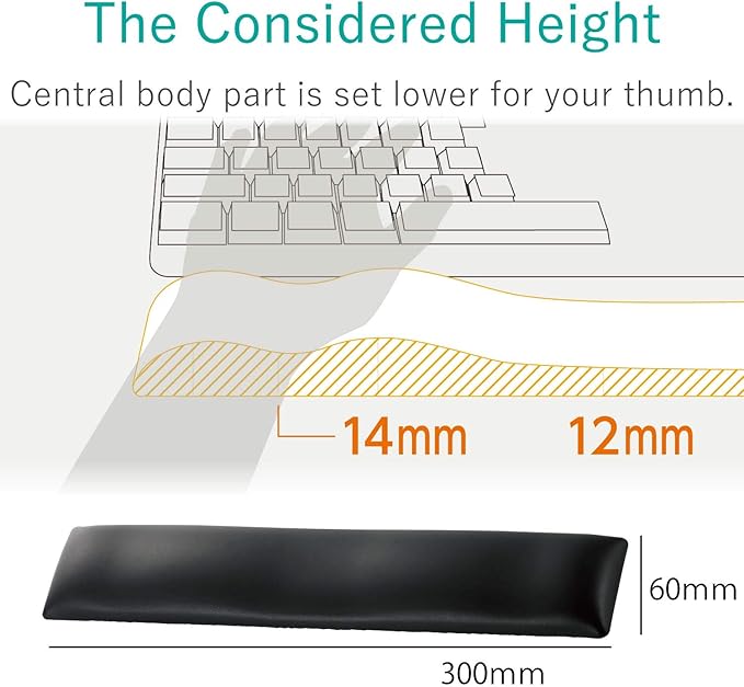 ELECOM Wrist Rest FITTIO Long Type Fatigue Reduction Ergonomic Design Comfortable Memory Foam Anti Skid Black MOH-FTPBK