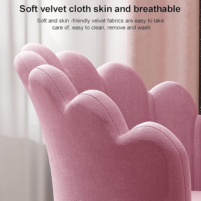 Gaming Chair Computer Chair Velvet Swivel Chair Home Cute Modern Vanity Desk Chair 360° Swivel Height Adjustable Petal Chair for Women Girls L