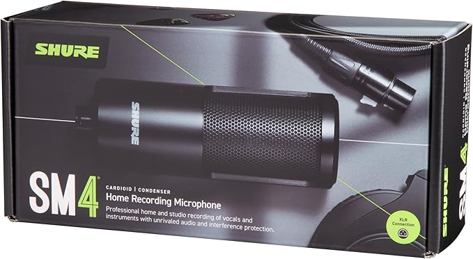 Shure SM4-K Studio Condenser Microphone – XLR Mic for Home Studio Recording Vocals &amp Instruments with Mix-Ready Sound &amp All-Metal Construction Black